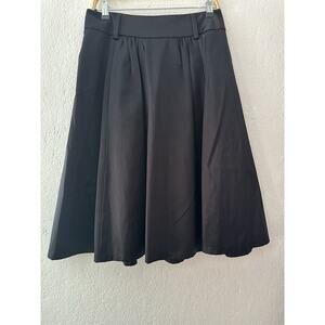 Banana Republic Pleated Midi Women’s A-line Silk Cotton Skirt Black Work Sz 6